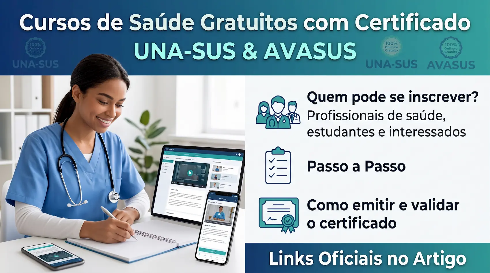 UNA-SUS e AVASUS: Cursos de Saúde Grátis com Certificado (Como Fazer)